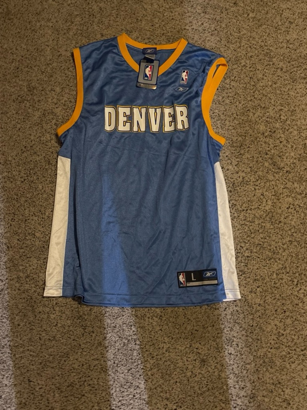 Reebok Denver  Basketball Jersey - Blue/Gold